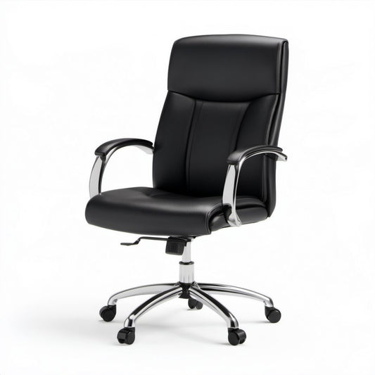 Obrotowy fotel biurowy z ekoskóry czarny/chromowany 66 x 70 x 112–122 cm