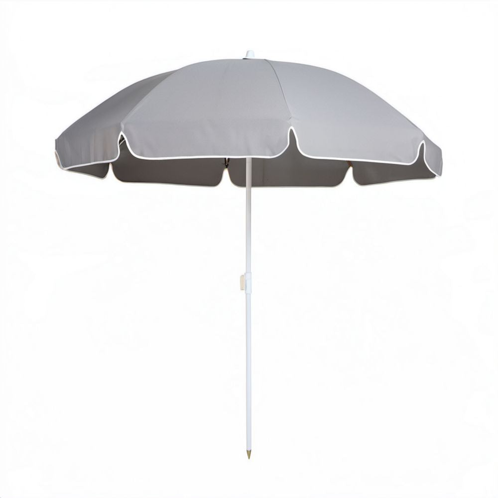 Parasol ogrodowy plażowy szary z poliestru, okrągły Ø 200 cm, wysokość 210 cm