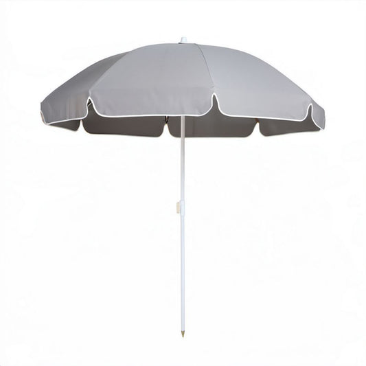 Parasol ogrodowy plażowy szary z poliestru, okrągły Ø 200 cm, wysokość 210 cm