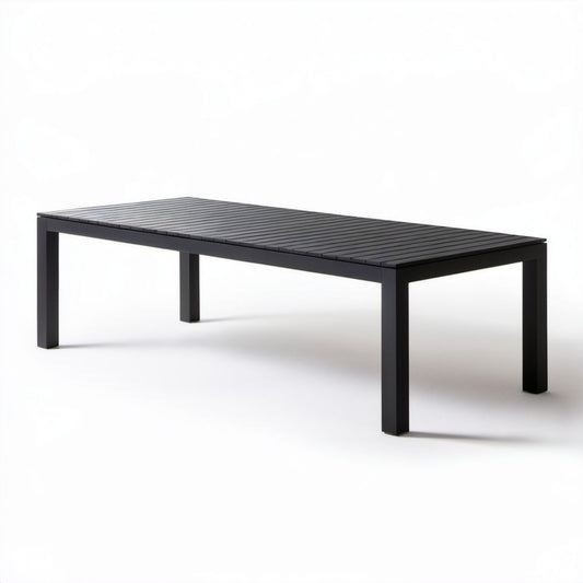 Prostokątny aluminiowy stół ogrodowy czarny 200 x 100 x 75 cm