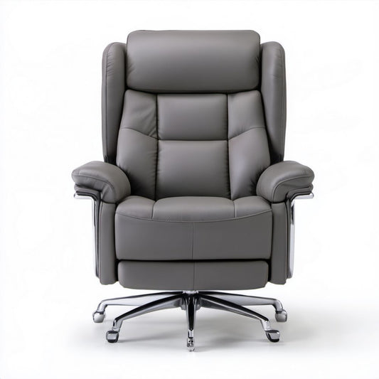 Obrotowy fotel biurowy z ekoskóry szary 70 x 75 x 118–128 cm