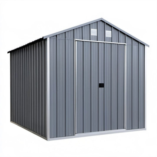 Metalowy domek ogrodowy antracytowy 257 x 205 x 202 cm z dachem dwuspadowym