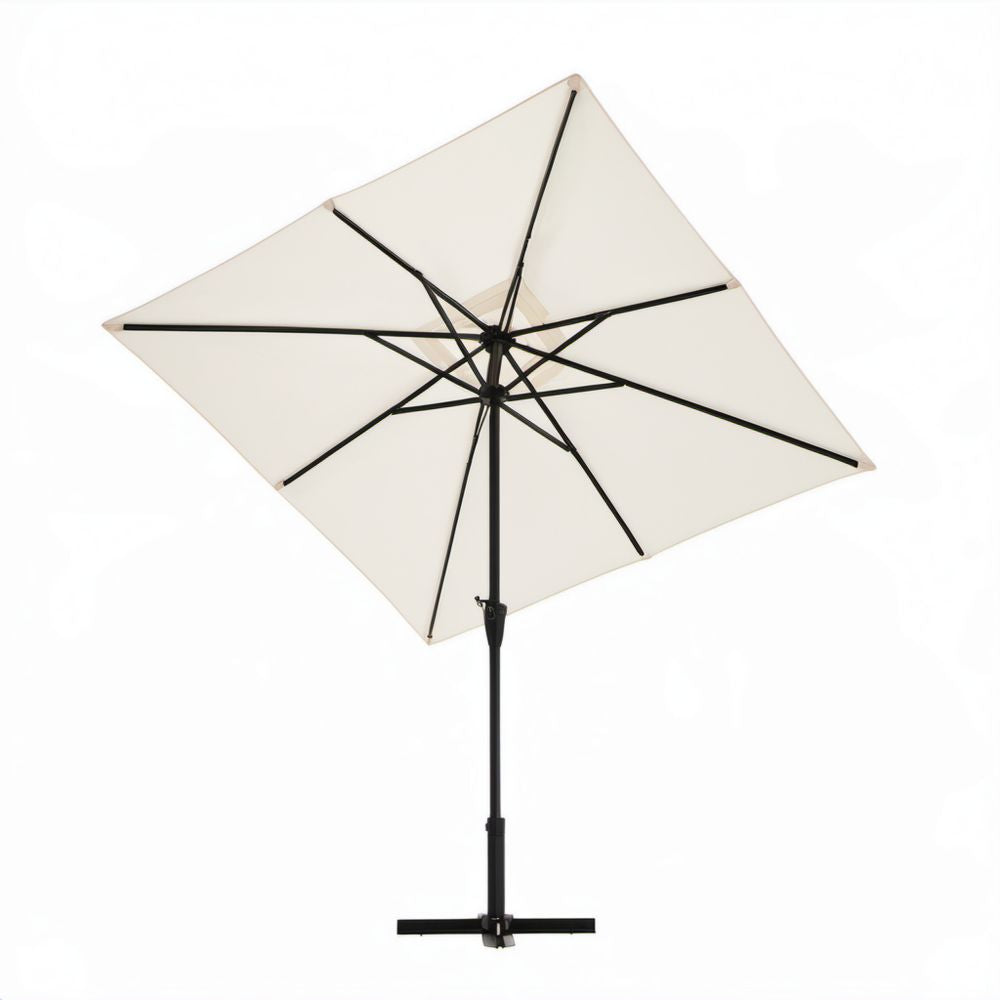 Kwadratowy parasol ogrodowy z poliestru kremowo-czarny 250 x 250 cm