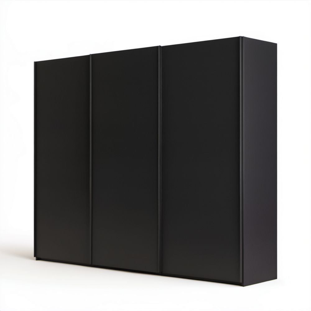 Trzydrzwiowa szafa przesuwna czarna z płyty wiórowej laminowanej 250 × 60 × 200 cm