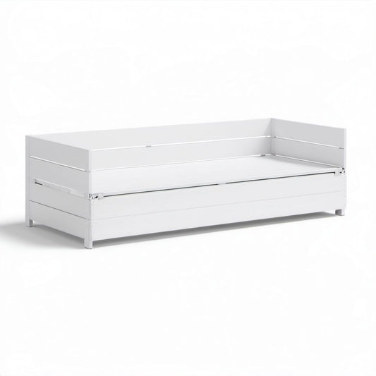 Rozkładana sofa ogrodowa z litego drewna sosnowego, biała, 200 × 70 × 68 cm