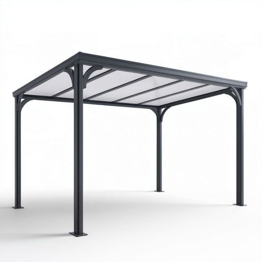 Wolnostojące zadaszenie tarasowe antracytowe z aluminium i poliwęglanu 400 x 300 x 240 cm