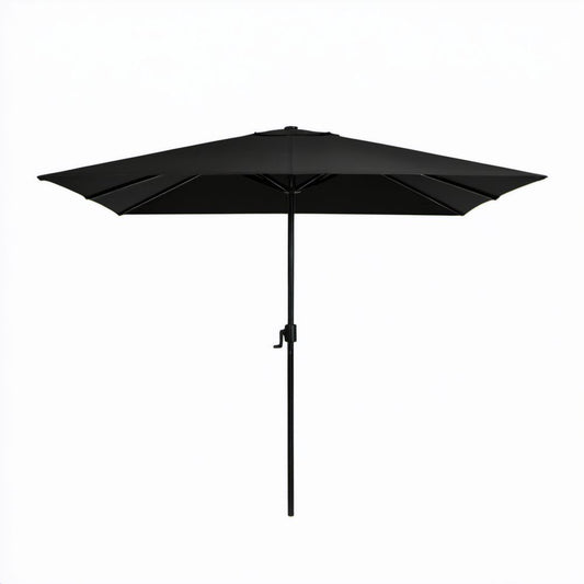 Czarny parasol ogrodowy z poliestru i aluminium 300 x 300 x 250 cm z korbą